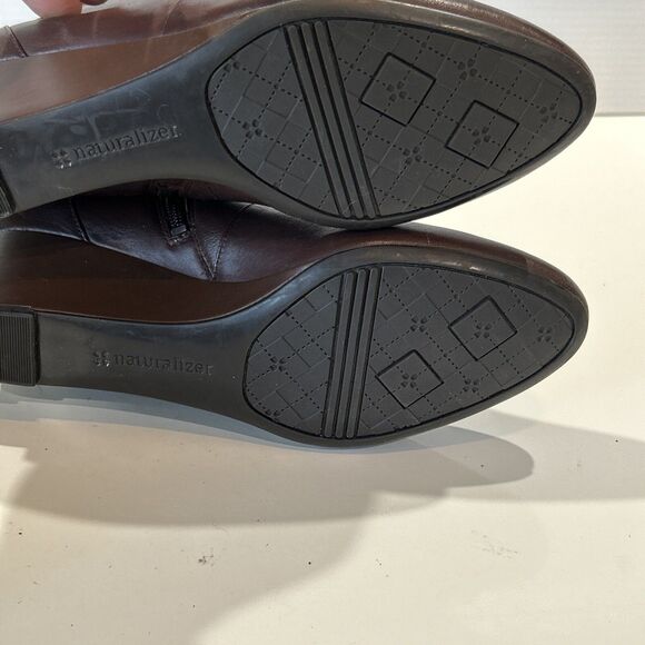 Naturalizer Contour Wedge Booties Brown Leather Zip Ankle Boots Women's 8 - Picture 11 of 14